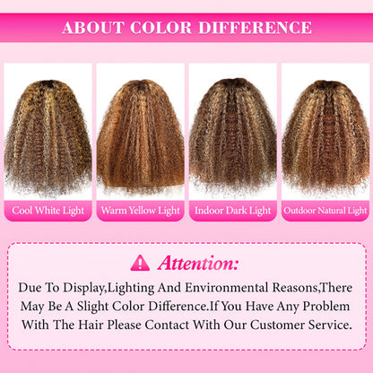 【BOGO】 Kinky Curly 13x4 Highlight Color Lace Front Human Hair Wigs Curly Hair Wigs For Black Women - reshine