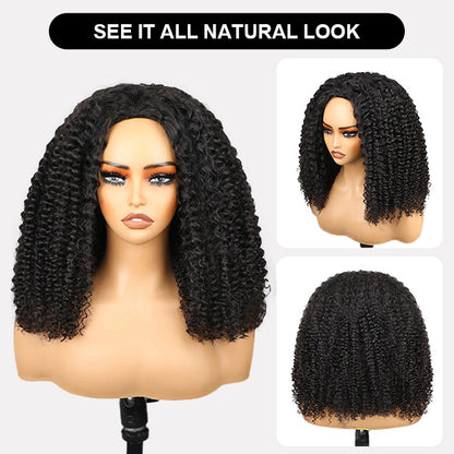 3 In 1 Wear Go Half Wig Kinky Curly Flip Over Wig Easy Wear For Black Women - reshine