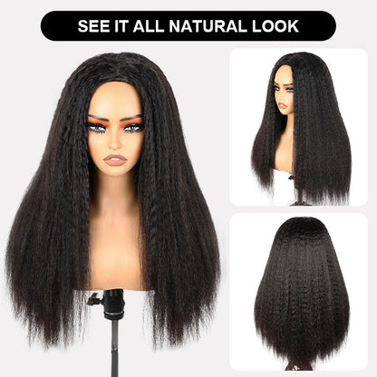 3 In 1 Wear Go Half Wig Kinky Straight Full Machine Made Wig With Natural Hairline - reshine