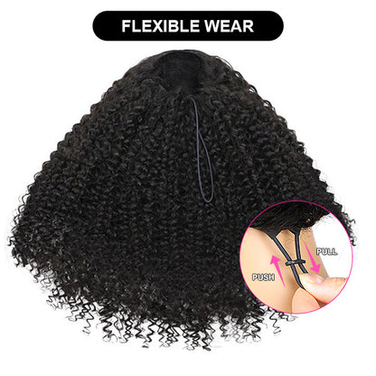 3 In 1 Wear Go Half Wig Kinky Curly Flip Over Wig Easy Wear For Black Women - reshine