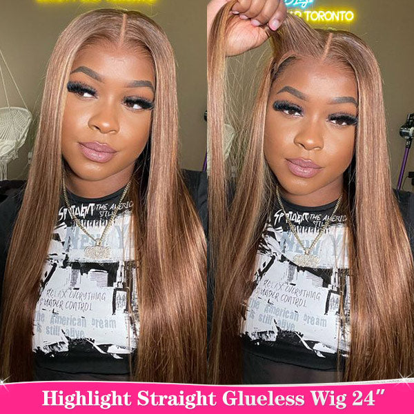 Prettyb.eeeee Recommend Invisible Hd Lace Wear & Go Glueless Wigs Ombre Highlights 4/27 Straight Human Hair 6x4 Closure Wig - reshine