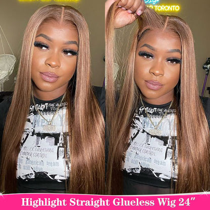 Prettyb.eeeee Recommend Invisible Hd Lace Wear & Go Glueless Wigs Ombre Highlights 4/27 Straight Human Hair 6x4 Closure Wig - reshine