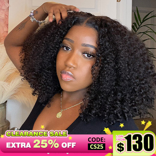 [Clearance Sale]Bleached Knot 4x6 Lace Pre-cut Glueless Wear Go Wigs Kinky Curly Hair Wigs HD Lace Closure Wig - reshine