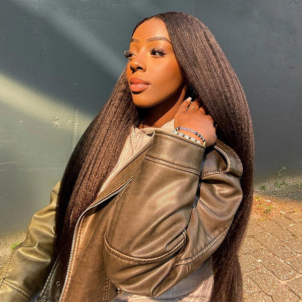 【BOGO】13X4 Kinky Straight Transparent Lace Front Wig 100%human hair Curly Style Wigs - reshine