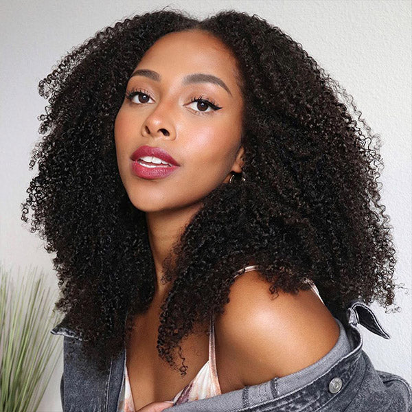[Clearence Sale] 4X6 Kinky Curly Pre cut HD Lace Curly Style Human hair Glueless Wear Go Wigs - reshine