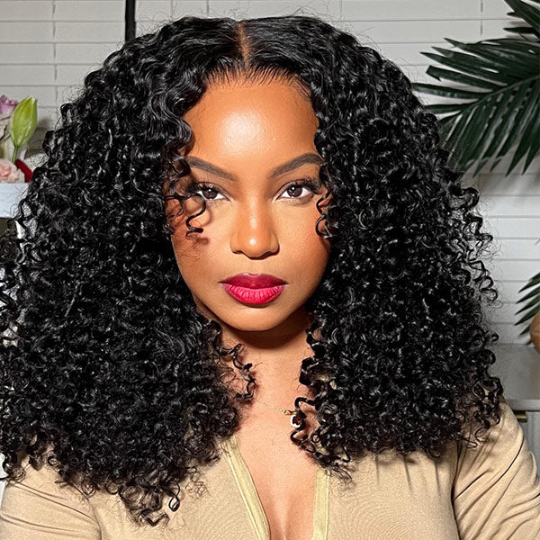 [Clearence Sale] 4X6 Kinky Curly Pre cut HD Lace Curly Style Human hair Glueless Wear Go Wigs - reshine