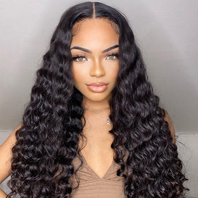 [Clearence Sale] 4X6 HD Lace Pre-cut Loose Deep Wave Glueless Wear Go Wigs