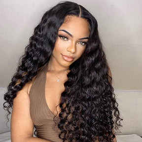 [Clearence Sale] 4X6 HD Lace Pre-cut Loose Deep Wave Glueless Wear Go Wigs