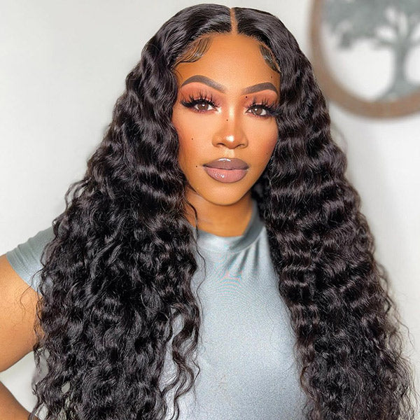 [Clearence Sale] 4X6 HD Lace Pre-cut Loose Deep Wave Glueless Wear Go Wigs