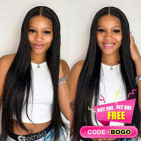BOGO Deal Bleached Knots Straight Hair Wear Go Wigs 180% Density Pre-cut 4x4 HD Lace Glueless Wigs - reshine