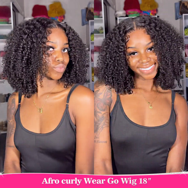 Afro Curly Wear Go Glueless Wigs Pre-cut Lace Ready To Go Wigs Natural Hairline - reshine