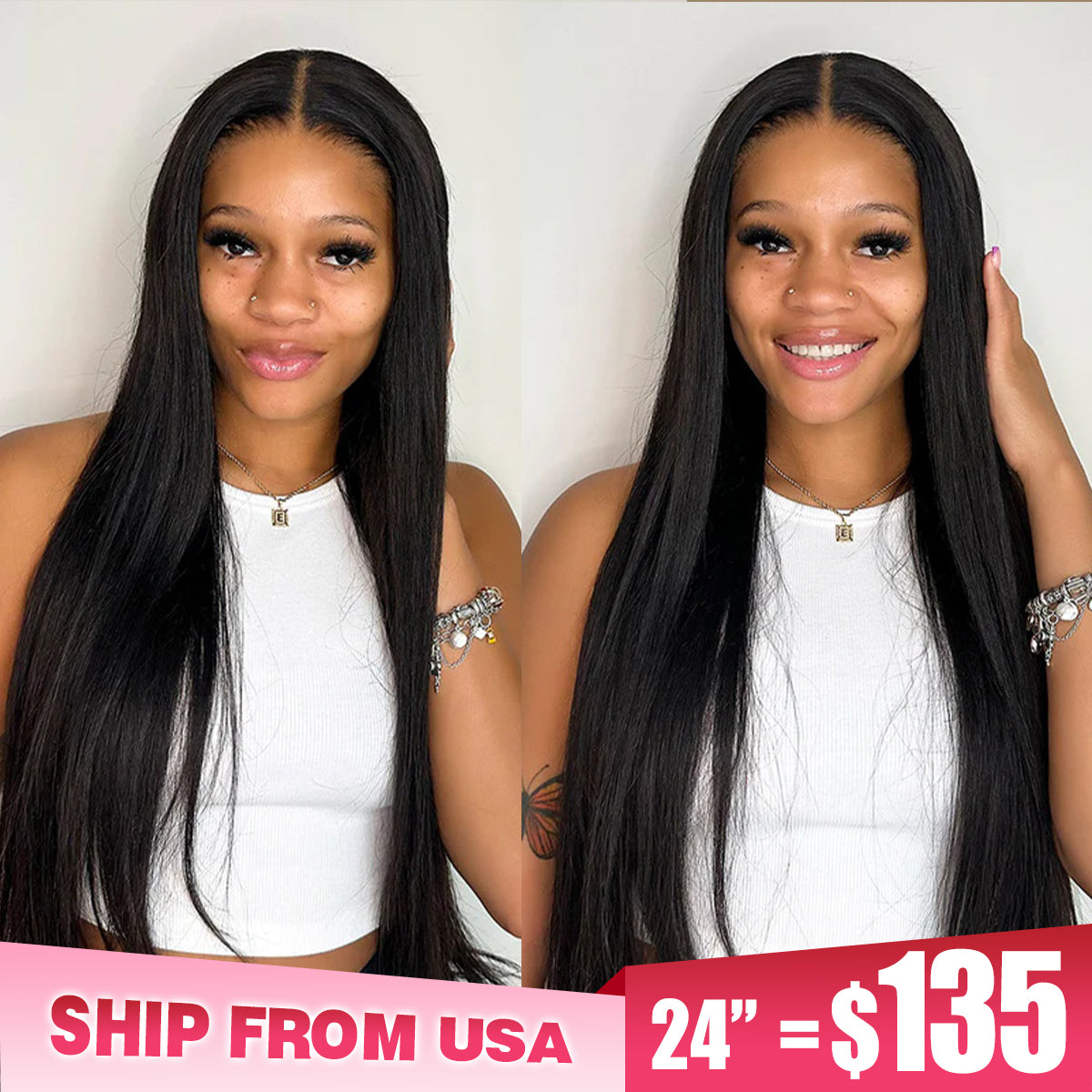 [24Hrs Fast Shipping] Straight Hair Wear Go Wigs 180% Density Pre-cut 4x6 HD Lace Glueless Wigs - reshine