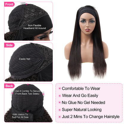 Reshine Hair High Quality Short Bob Straight Headband Wigs For African American - reshine