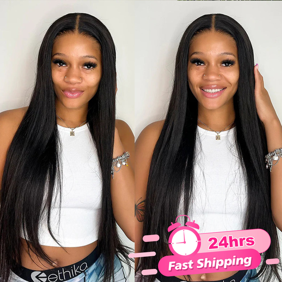 [24Hrs Fast Shipping] Straight Hair Wear Go Wigs 180% Density Pre-cut 4x6 HD Lace Glueless Wigs - reshine