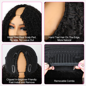 Reshine Hair V Part Wig With Invisi Drawstring Human Hair Wigs For Black Women Kinky Straight Half Wig - reshine