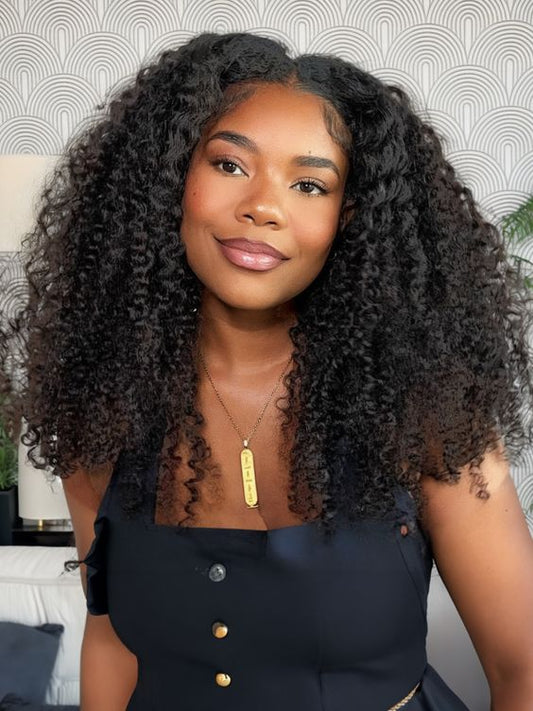 [Clearence Sale] 4X6 human hair for balck women HD Lace Pre-cut-Afro Curly Glueless Wear Go Wigs - reshine