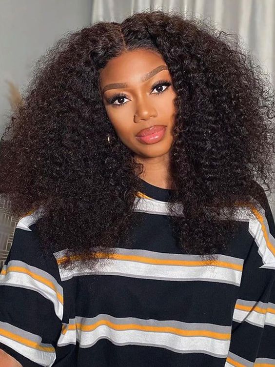 [Clearence Sale] 4X6 human hair for balck women HD Lace Pre-cut-Afro Curly Glueless Wear Go Wigs - reshine