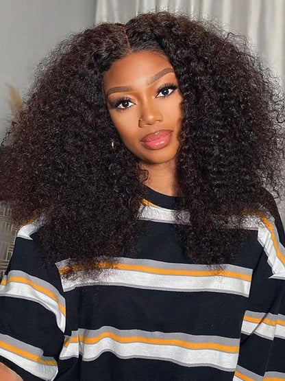 [Clearence Sale] 4X6 human hair for balck women HD Lace Pre-cut-Afro Curly Glueless Wear Go Wigs - reshine