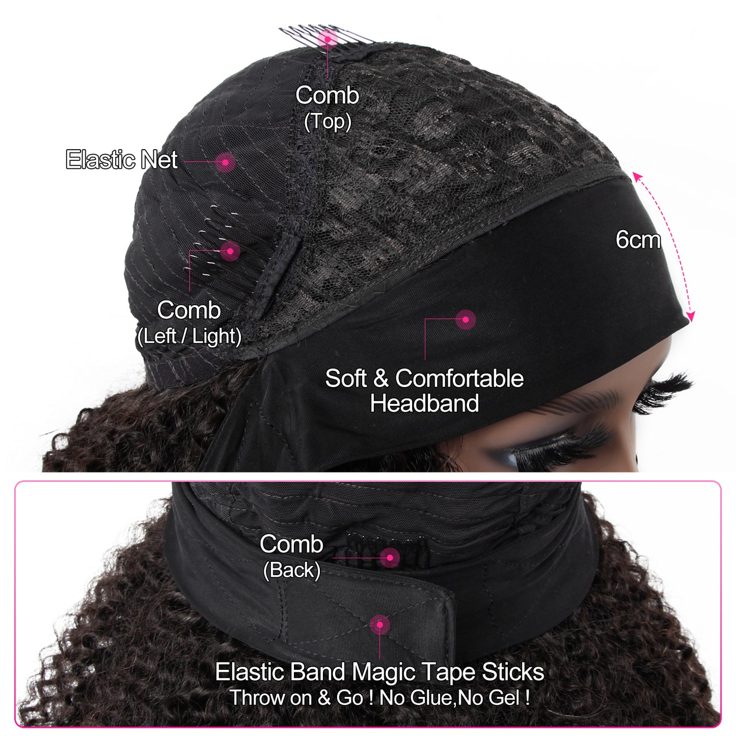 【BOGO】 Afro Curly Headband Human Hair Wigs Full Curly Hair Wigs For Black Women - reshine