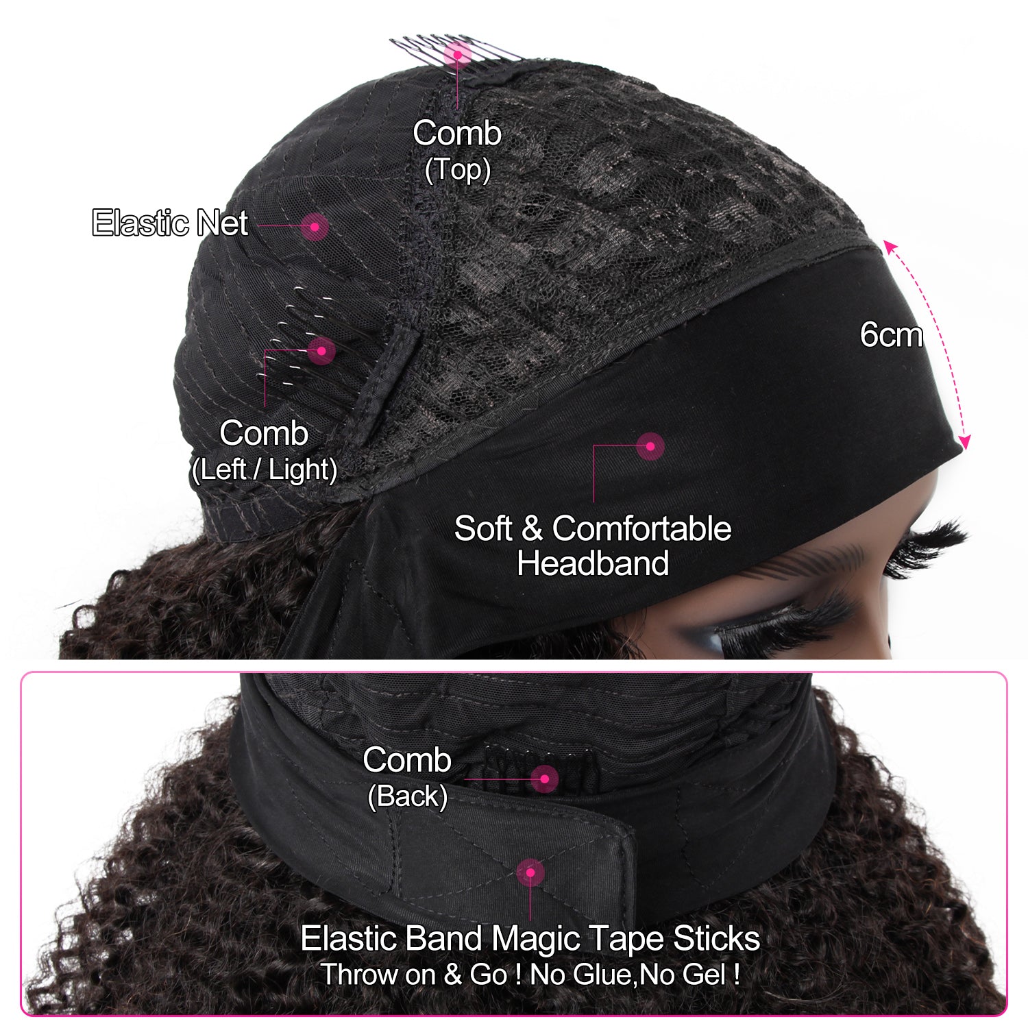 【BOGO】 Afro Curly Headband Human Hair Wigs Full Curly Hair Wigs For Black Women - reshine