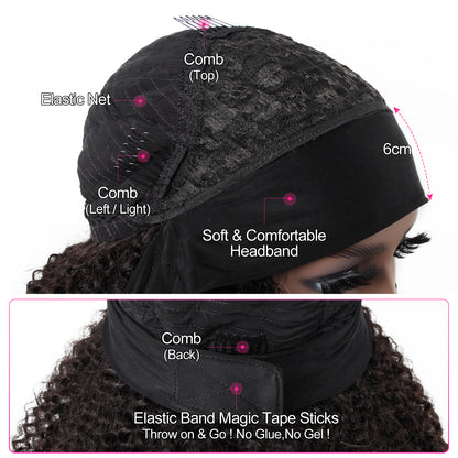 【BOGO】 Afro Curly Headband Human Hair Wigs Full Curly Hair Wigs For Black Women - reshine