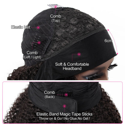 【BOGO】 Afro Curly Headband Human Hair Wigs Full Curly Hair Wigs For Black Women - reshine