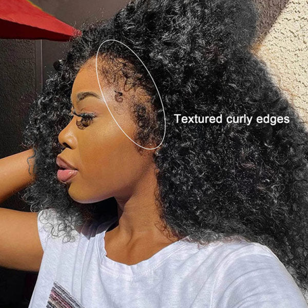 4C Edges Kinky Curly Wear Go Glueless Wigs Pre-cut 4x6 HD Lace Closure Wigs - reshine