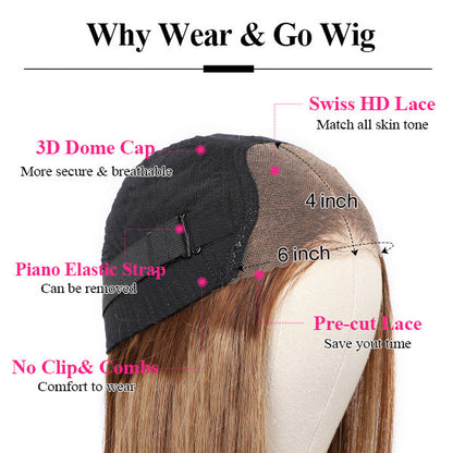Glueless Human Hair Wigs Deep Wave Ombre Highlight Wear And Go Wigs 4x6 HD Lace Wigs - reshine