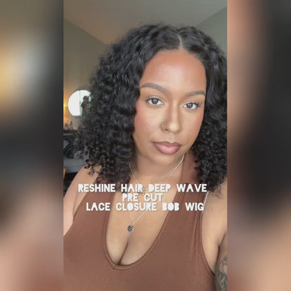 Lynee Recommend Short Bob Deep Wave Glueless Wear Go Wigs 7x5 Pre-cut HD Lace Closure Wigs