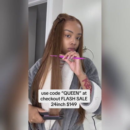 Queenleora Same Highlight 4/27 Straight Hair Pre-cut Hd Lace Wear Go Glueless Wigs
