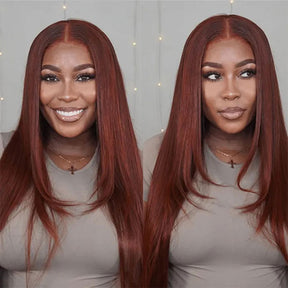 Reddish Brown Straight Hair Wear Go Glueless Wigs Pre-cut HD Lace Wigs - reshine