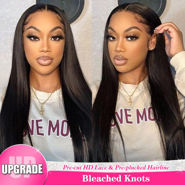 Bleched Knots Straight Hair Wear Go Wigs 180% Density Pre-cut 4x6 HD Lace Glueless Wigs - reshine