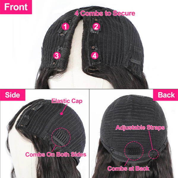 BOGO Deal Afro Curly V Part Glueless Wigs 180% Density 100% Human Hair Wigs - reshine