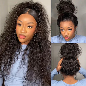 【BOGO】Bleached Knots  7X5 Lace front Water Wave Human hair Wigs Pre-Cut Wear and Go Glueless Wigs