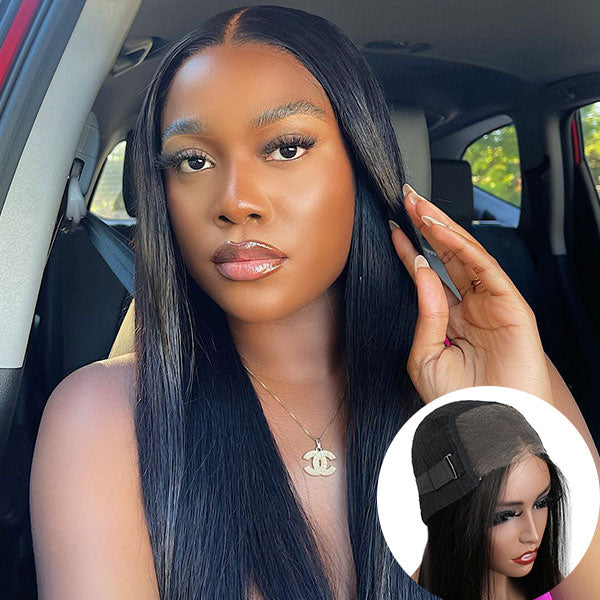 Lace Cut Wear Go Human Hair Wigs Glueless Straight Lace Closure Wigs 3D Dome Cap - reshine
