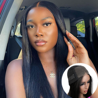 Lace Cut Wear Go Human Hair Wigs Glueless Straight Lace Closure Wigs 3D Dome Cap - reshine