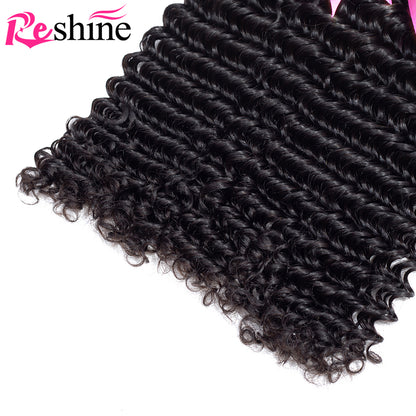 Deep Wave Hair 3 Bundles Brazilian/Peruvian/Malaysian Human Hair Extensions Curly Hair - reshine