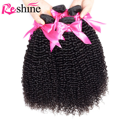 4 Bundles Kinky Curly Human Hair Extension Malaysian Hair Weaves 100% Human Hair - reshine
