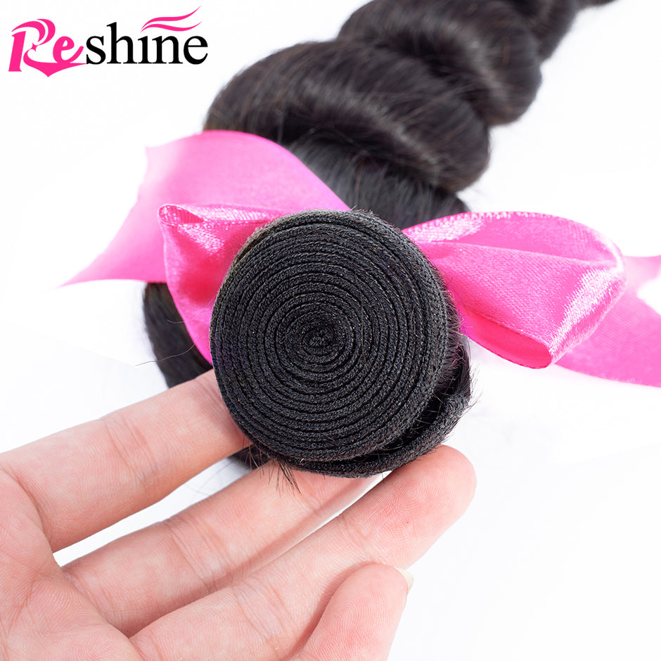 Brazilian Hair Weave Bundles Natural Color Loose Wave Bundles 4 Pcs Virgin Human Hair - reshine