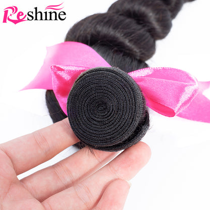 Brazilian Hair Weave Bundles Natural Color Loose Wave Bundles 4 Pcs Virgin Human Hair - reshine
