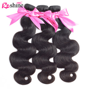 Brazilian Hair Weave Bundles 3 PCS Body Wave Human Hair Natural Color 10-26 Inch - reshine