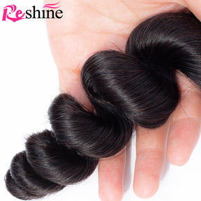 Best Malaysian Human Hair Extensions Loose Wave Human Hair Bundles 10-26 Inch 3 Pcs/Bag - reshine
