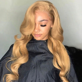 Body Wave Hair 27 Honey Blonde Human Hair Lace Front Wigs Color Hair Wigs - reshine
