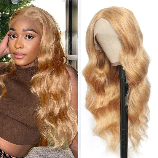 Body Wave Hair 27 Honey Blonde Human Hair Lace Front Wigs Color Hair Wigs - reshine