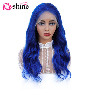 Colorful Body Wave Lace Front Human Hair Wigs 613 Blonde Lace Wig Blue Pink - reshine