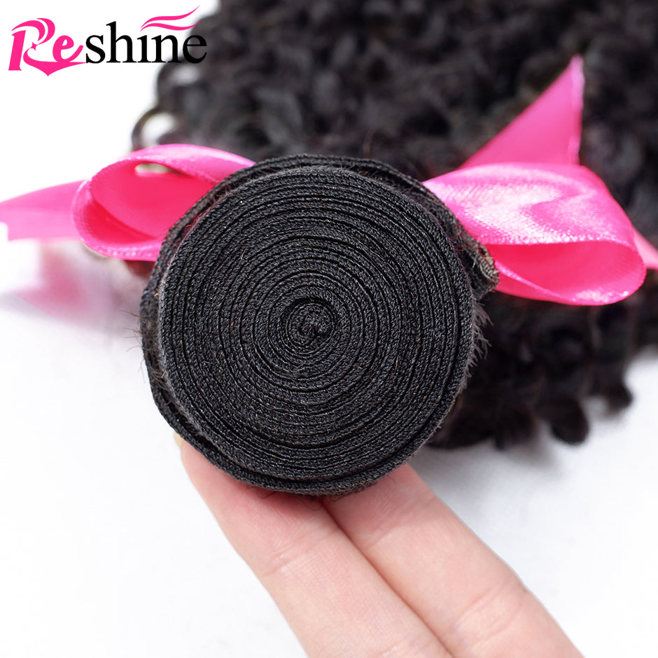 4 Bundles Kinky Curly Human Hair Extension Malaysian Hair Weaves 100% Human Hair - reshine