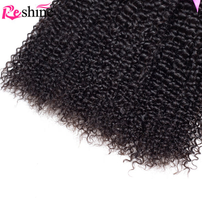 4 Bundles Kinky Curly Human Hair Extension Malaysian Hair Weaves 100% Human Hair - reshine