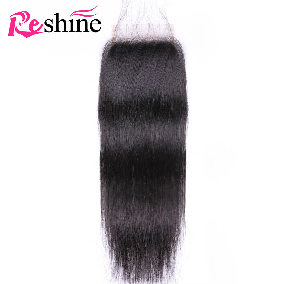Free Part Straight Human Hair Lace Closure 4X4 Lace Size Straight Hair Closure - reshine