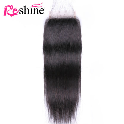 Free Part Straight Human Hair Lace Closure 4X4 Lace Size Straight Hair Closure - reshine