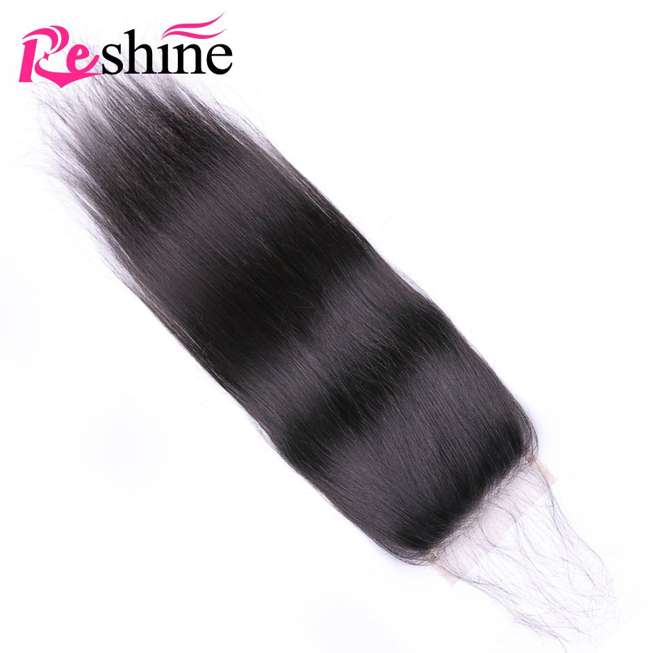 Free Part Straight Human Hair Lace Closure 4X4 Lace Size Straight Hair Closure - reshine
